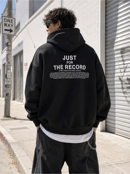 H&M Other - H&M Just For The Record Oversized Graphic Hoodie Black Unisex Men’s M